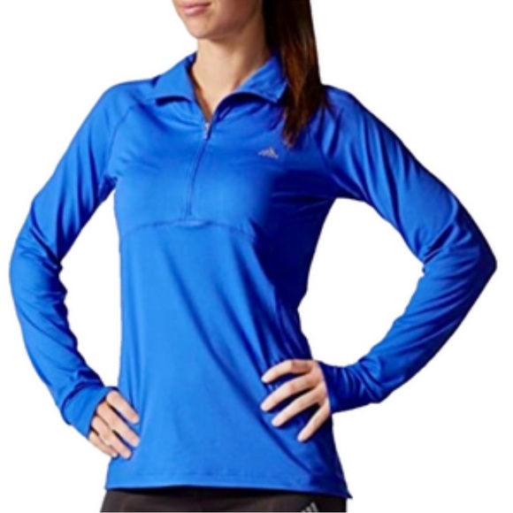 Adidas blue long sleeve 1/4 zip active top size small - Picture 1 of 6